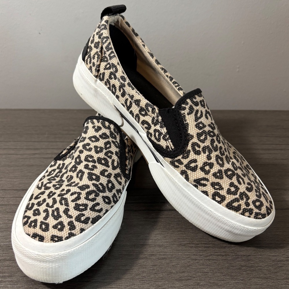 Sperry Top-Sider Crest‎ Twin Gore Platform Leopard Print Slip on Sneaker Size 6